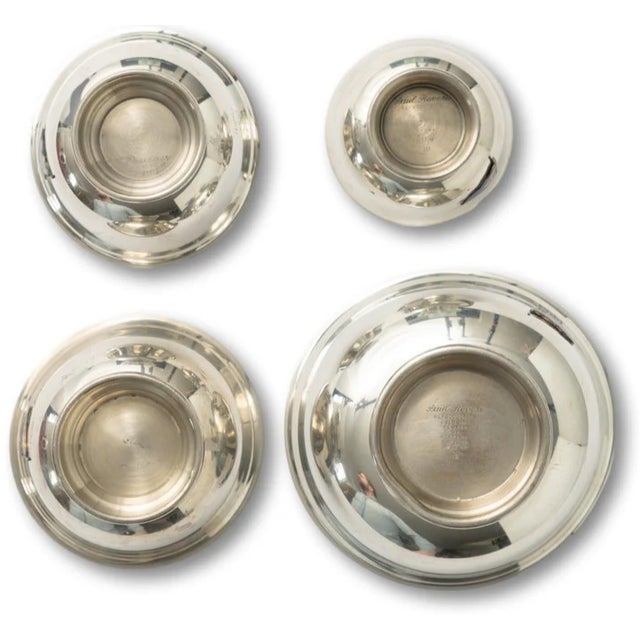 Set X 4 Nantucket Yacht Club Pewter Stacking 4th of July Trophy Bowls W/ Enamel Nyc Burgees For Sale In New York - Image 6 of 7