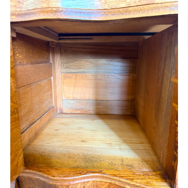 Antique Quarter-Sawn Oak Sideboard Cabinet – Serpentine Front For Sale - Image 11 of 14