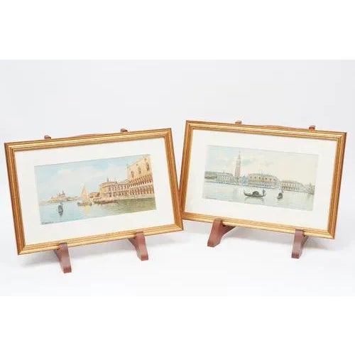 These two newly framed watercolors are different views of Venice, Italy. They are signed and in very good condition.