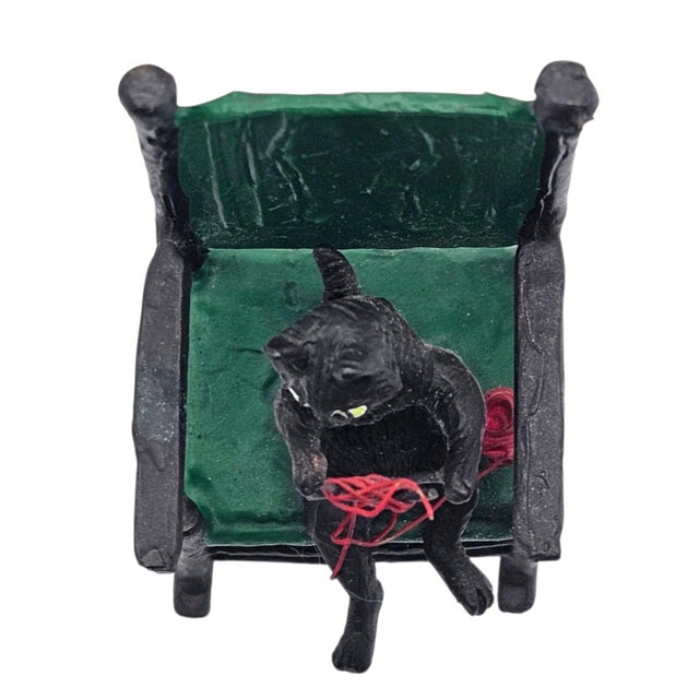 Austrian Cold-Painted Vienna Bronze Cat Knitting in Rocking Chair For Sale - Image 9 of 15