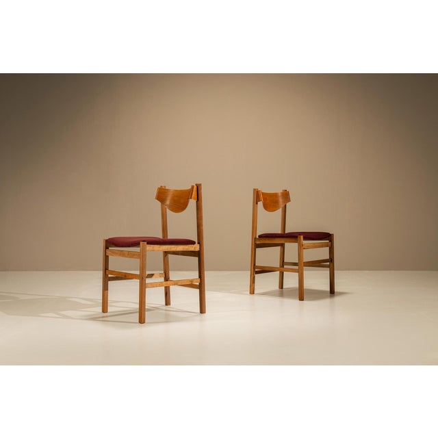 Wood Dining Chairs in Burgundy by Gianfranco Frattini, Italy, 1960s, Set of 6 For Sale - Image 7 of 13