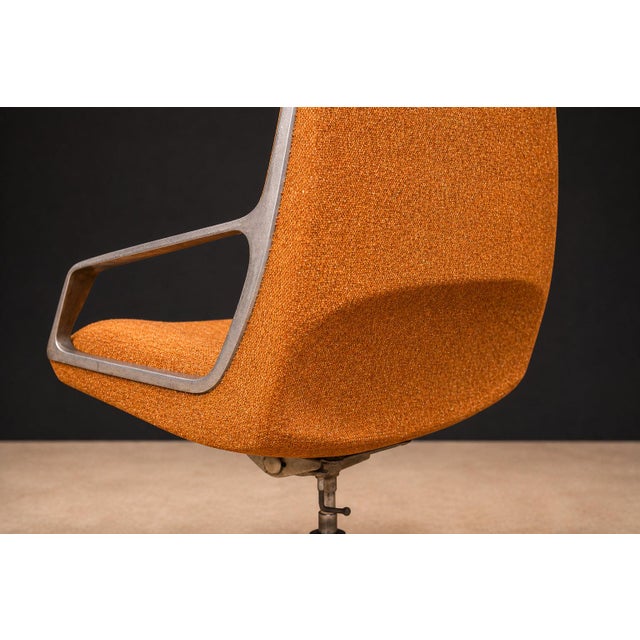 “Low Commander” Swivel Armchair by Jorge Zalszupin, Bronze Chenille & Aluminum, Brazil, 1973 – Lot 869 For Sale In New York - Image 6 of 18