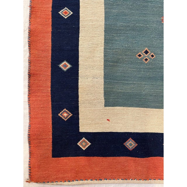 Textile 1970s Vintage Bordered Kilim Rug For Sale - Image 7 of 9