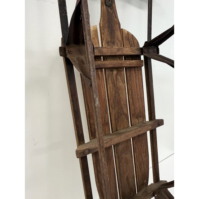 Vintage Wooden Flexible Flyer Style Sled For Sale In Orlando - Image 6 of 16