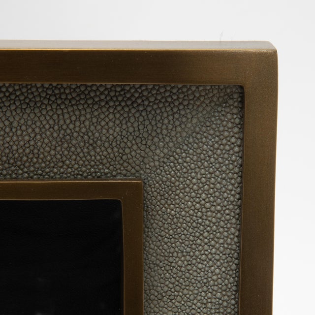 Metal Picture Frame 8x10” in Grey Shagreen With Brass Details by Kifu Paris For Sale - Image 7 of 8