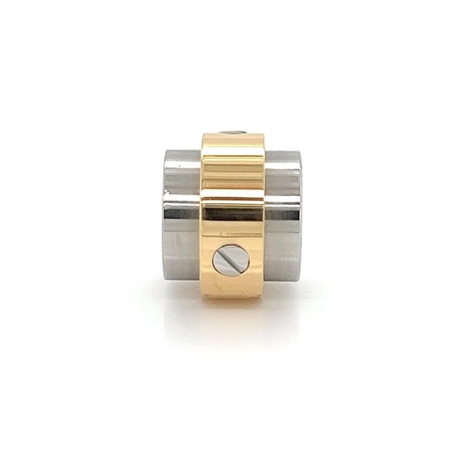 Cartier Mid 20th Century Cartier Santos 18k Gold & Stainless Steel Barrel Slide Charm Pendant For Sale - Image 4 of 6