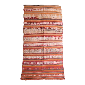 1980s Striped Vintage Flatweave Rug - 8.7 X 4.89 Ft
