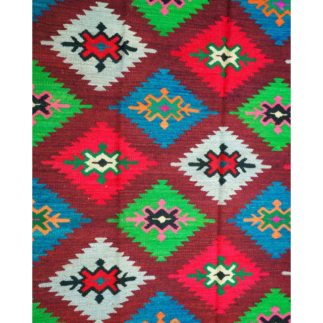 Rustic Vintage Romanian Kilim-Style Wool Runner Rug, 1970s For Sale - Image 3 of 10