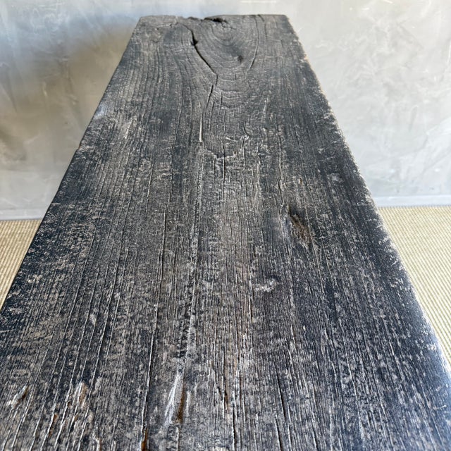 Vintage Painted Elm Wood Console Table With Drawers For Sale - Image 12 of 14