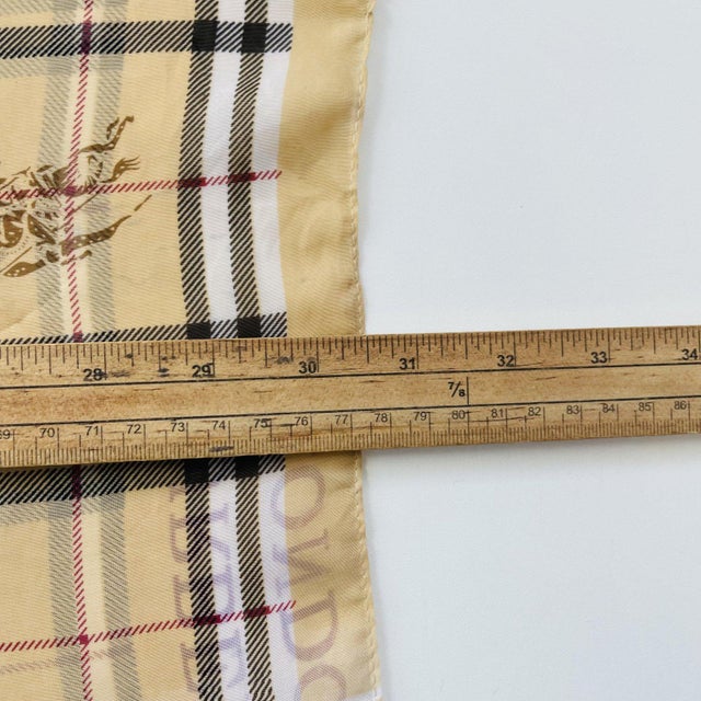 Textile Burberry Beige Plaid 100% Silk Scarf For Sale - Image 7 of 7