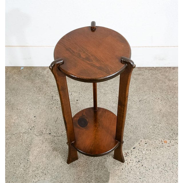 Brown Antique Pedestal Plant Stand Torchere Solid Wood Side Table Smoking Round 3 Leg For Sale - Image 8 of 10