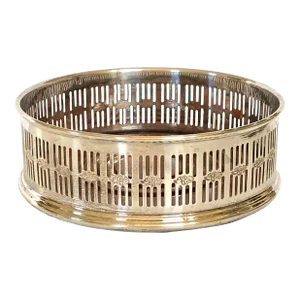 Large English Pierced Silver Wine Coaster