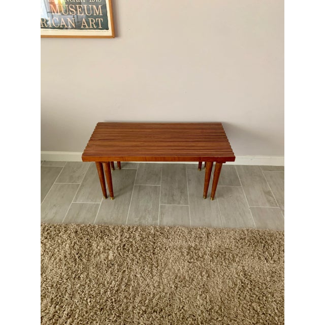 Curated visual reference: Fresh Look at Expanding Slat Bench Coffee Table Tapered Legs Danish Modern
