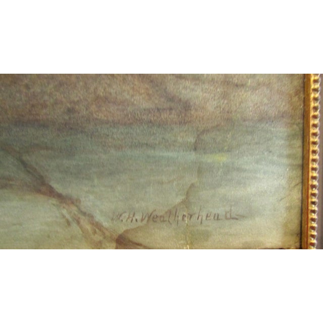 Description William Harris Weatherhead (1843-1903) watercolor, A beautiful cottage interior with woman reading a letter...