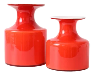 Red Glass Carnaby Vases by Per Lutken for Holmegaard, 1960s, Set of 2