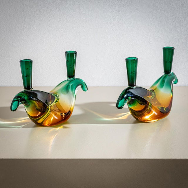 20th Century Murano Glass Candleholders by Flavio Poli for Seguso, Italy For Sale - Image 10 of 18