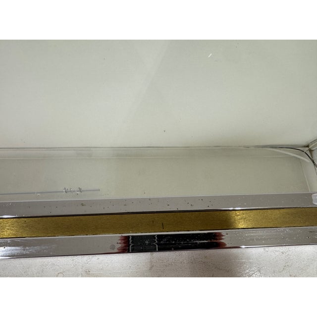 Chrome and Brass Wall Mirror, Italy, 1970s For Sale - Image 6 of 11