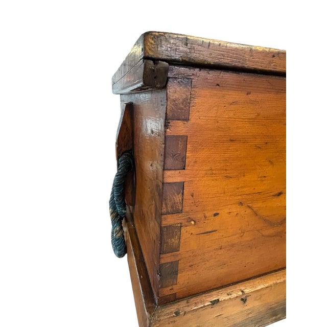 Sienna 19th Century Hand-Dovetailed Pine Blanket Chest With Original Rope Handles For Sale - Image 8 of 8