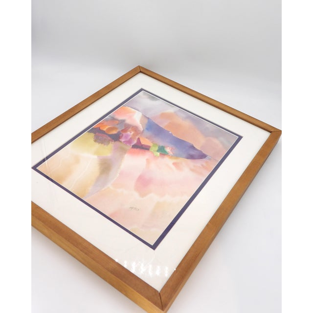 This striking landscape is an original watercolor by renowned artist Barbara Nechis. The landscape forms superimposed on...