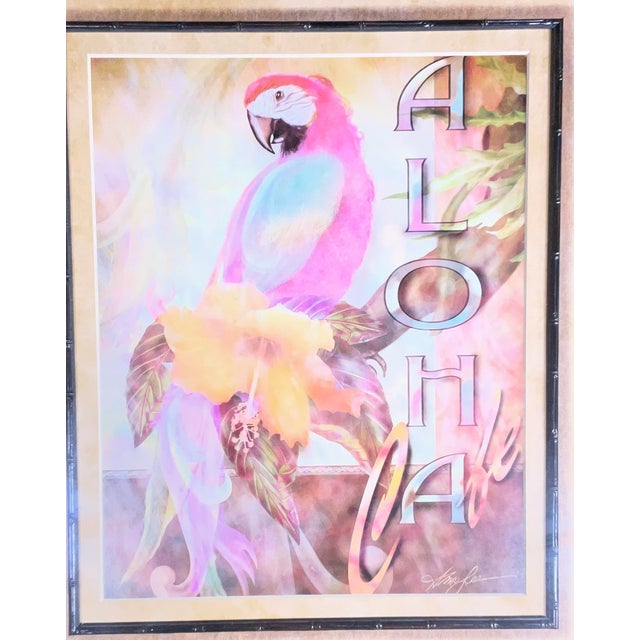 Pop Art Set of 2 Alma Lee Tropical Macaw Café Framed Art Prints - Bamboo Frames For Sale - Image 3 of 18