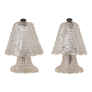 1940s Petite Murano Glass Lamps - a Pair For Sale