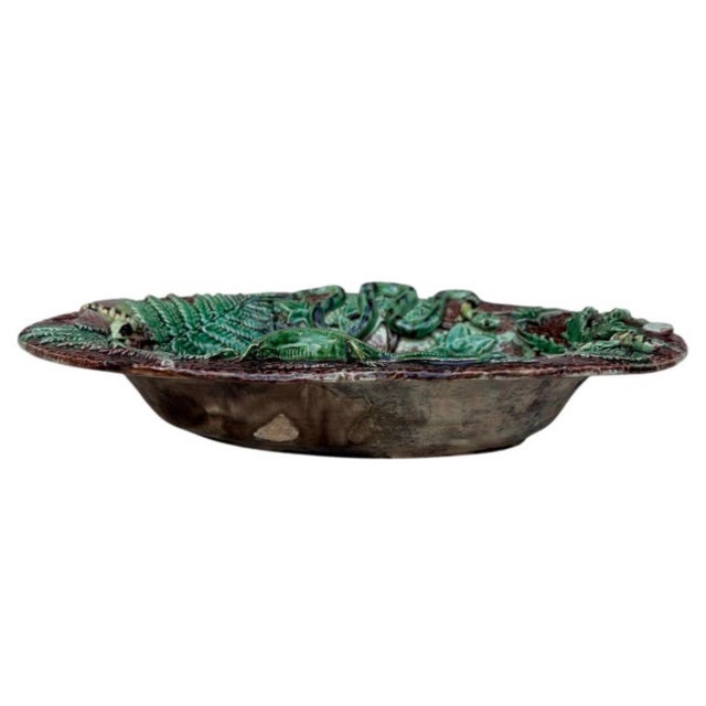 Green 19th Century Majolica Palissy Pike Wall Platter For Sale - Image 8 of 10
