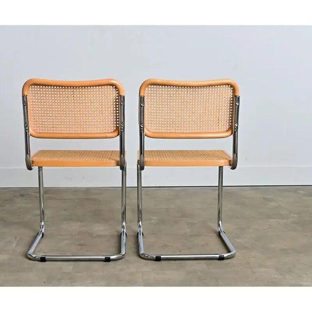 Pair of Italian Vintage Breuer Cesca Style Side Chairs With Cane Seats For Sale - Image 10 of 14