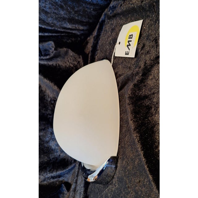 Vintage Wall Lamp with Chrome-Plated Metal Frame and White Glass Shade by EMB, 2000s, in Very Good conditions. Designed...