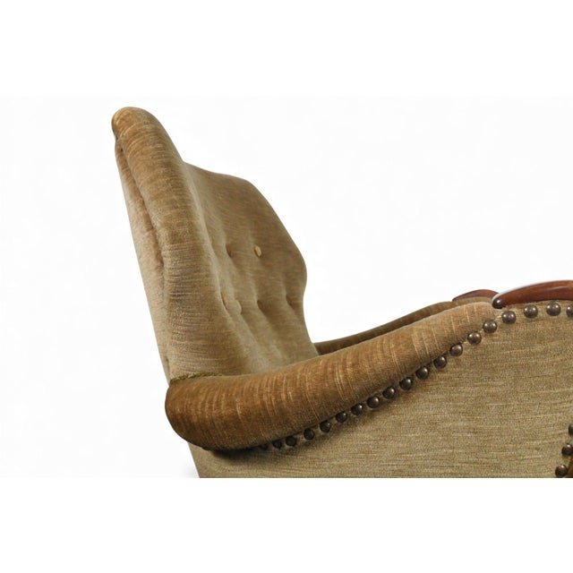 1940s Danish Modern Club Chair in Olive Gold Velvet For Sale In San Francisco - Image 6 of 8