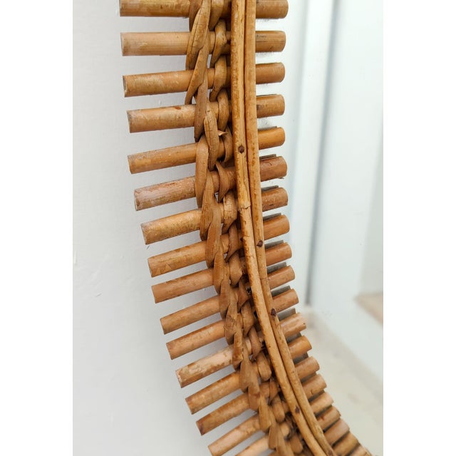 Wood Mid-Century Italian Oval Wall Mirror with Bamboo Frame by Franco Albini, 1960s For Sale - Image 7 of 12