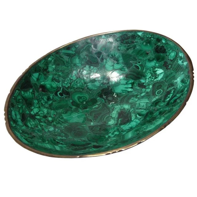 Vintage Malachite and Brass Bowl, 1960s For Sale - Image 9 of 9