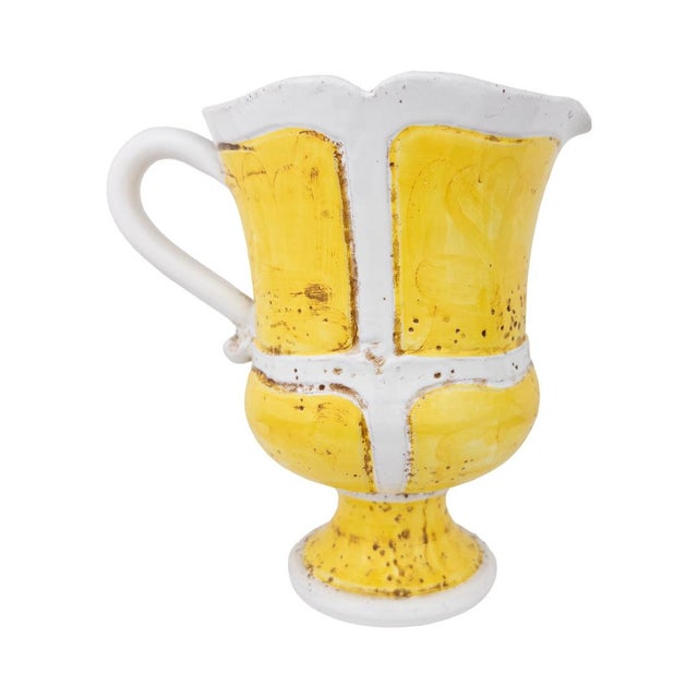 Mid-Century Modern 1970s Mid-Century Italian Hand-Painted Pottery Pitcher For Sale - Image 3 of 8
