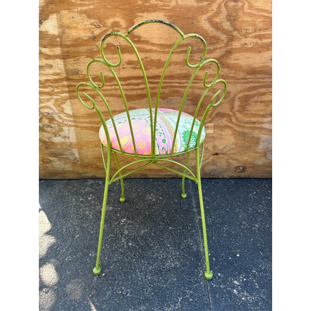 1970s Vintage Green Iron Peacock Garden Chair or Vanity Chair For Sale - Image 4 of 12