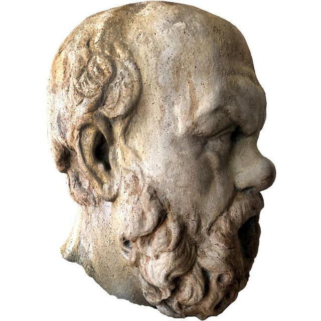 Socrates - philosopher - concrete head from the herm of villa alban 20th century socrates (470-399 bc) patinated concrete...