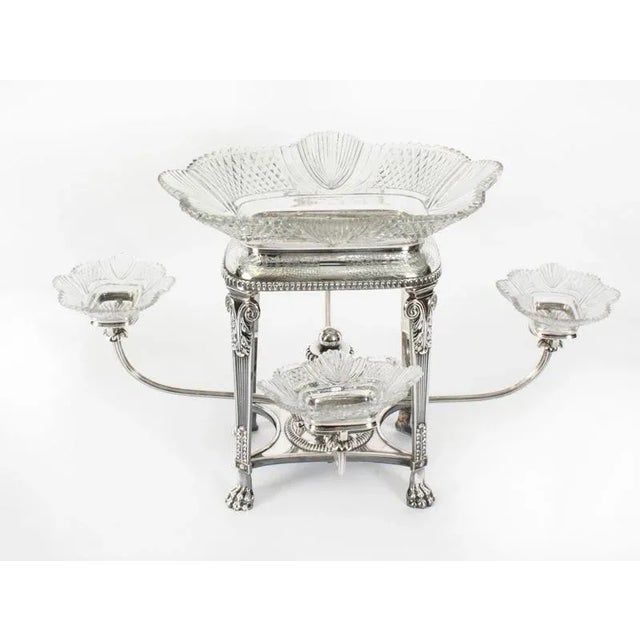 Copper 19th Century Sheffield Plate Cut Glass Epergne Centrepiece, 1820s For Sale - Image 8 of 17