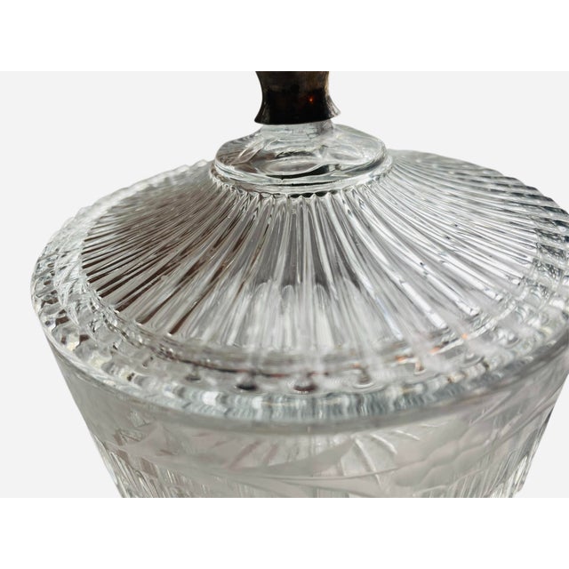 Antique Heisey Glass Vanity Jar With a Sterling Enameled Handle, 1920s For Sale - Image 4 of 10