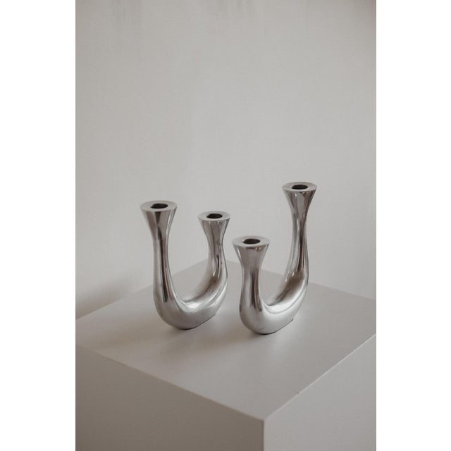 Silver Sculptural Harmony Double Taper Candelabra For Sale - Image 8 of 10