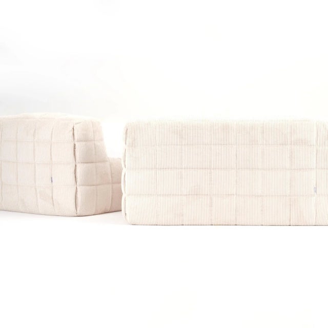 Ligne Roset Vintage Ligne Roset Kashima Modular Set in Vanilla Corduroy - Restored 4-Piece Lounge For Sale - Image 4 of 17