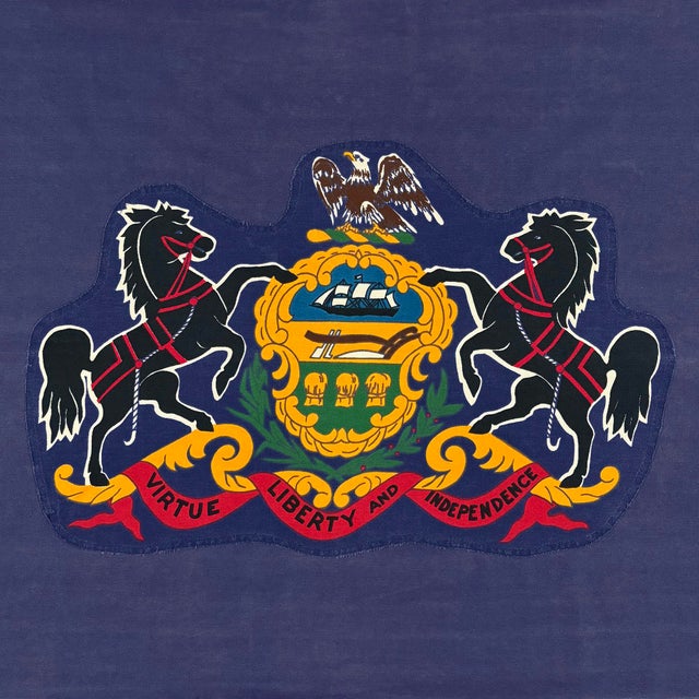 American Vintage Cotton State Flag of Pennsylvania For Sale - Image 3 of 5