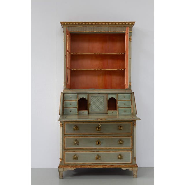Danish Gustavian Green Secretaire Cabinet, 1780s For Sale - Image 10 of 18