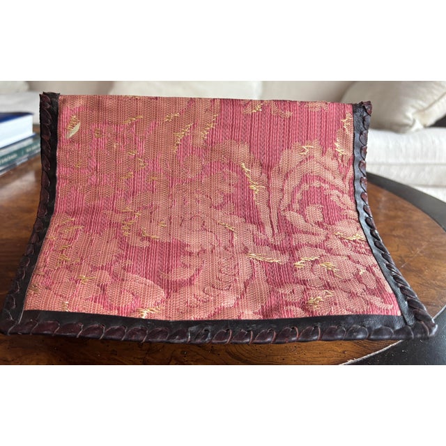 Antique Victorian letterbox crafted in leather over a wooden frame, featuring hand-painted floral decoration and original...