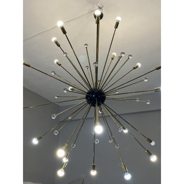 Large Vintage Sputnik Gold Metal Chandelier with Murano Crystals, 1990s For Sale - Image 11 of 14