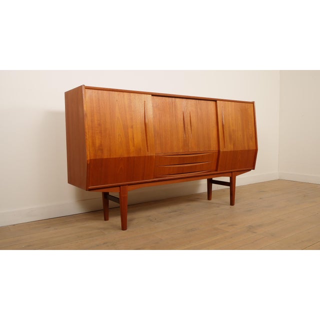 Brown Vintage Danish Highboard in Teak For Sale - Image 8 of 17