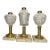 Lot of 3 Rare Antique 19th Century Bullseye Glass Brass Marble Whale Oil Lamp For Sale