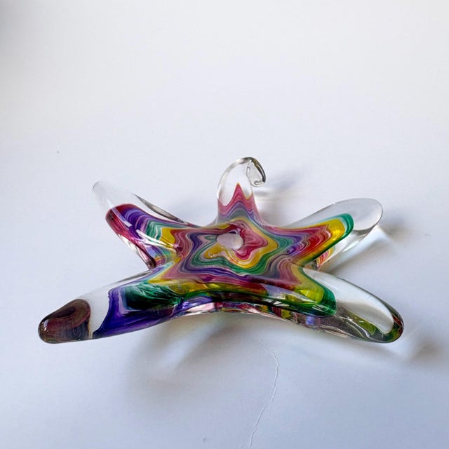Luke Adams Art Glass Starfish | Multicolor Handblown Ornament, Suncatcher For Sale - Image 4 of 8