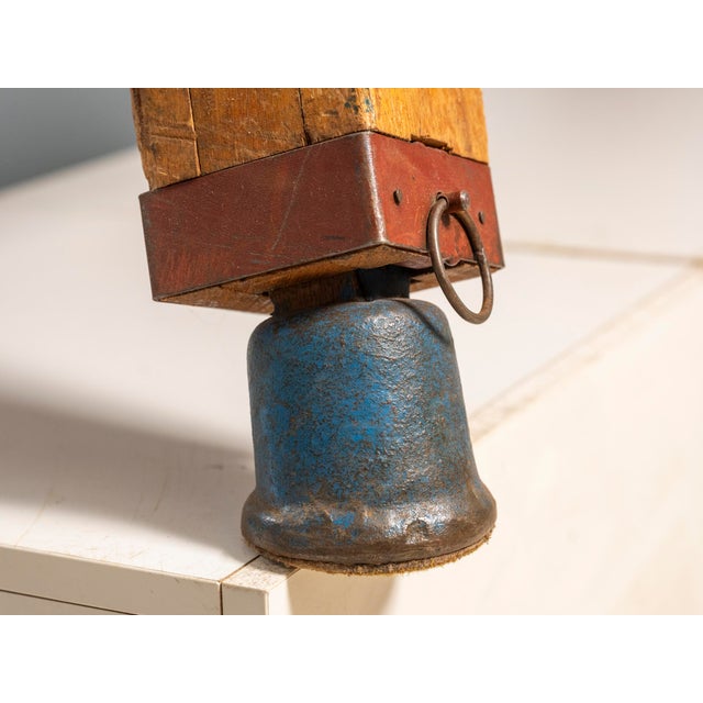 Metal Vintage European Leather Gym Bench, 1950s For Sale - Image 7 of 16