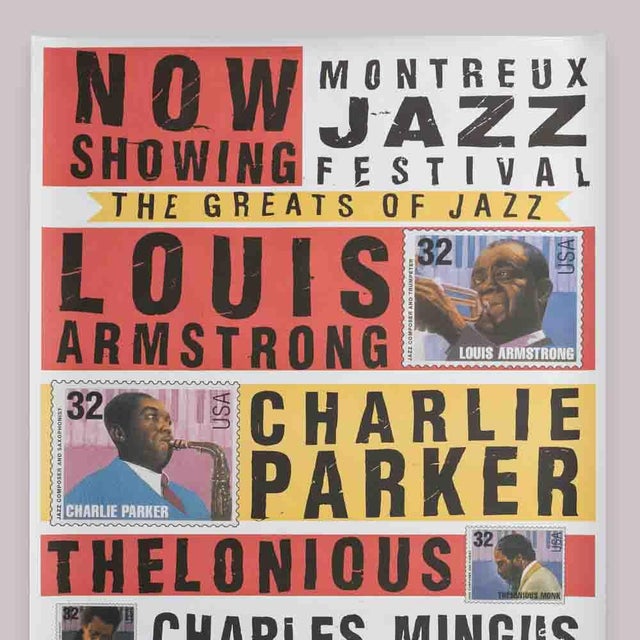 Original vintage promotional poster for the 30th Montreux Jazz Festival, 1990s. Designed in a bold graphic style with...