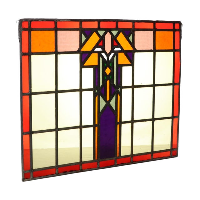 Art Deco Amsterdam School Stained Glass Window, 1930s For Sale - Image 3 of 16