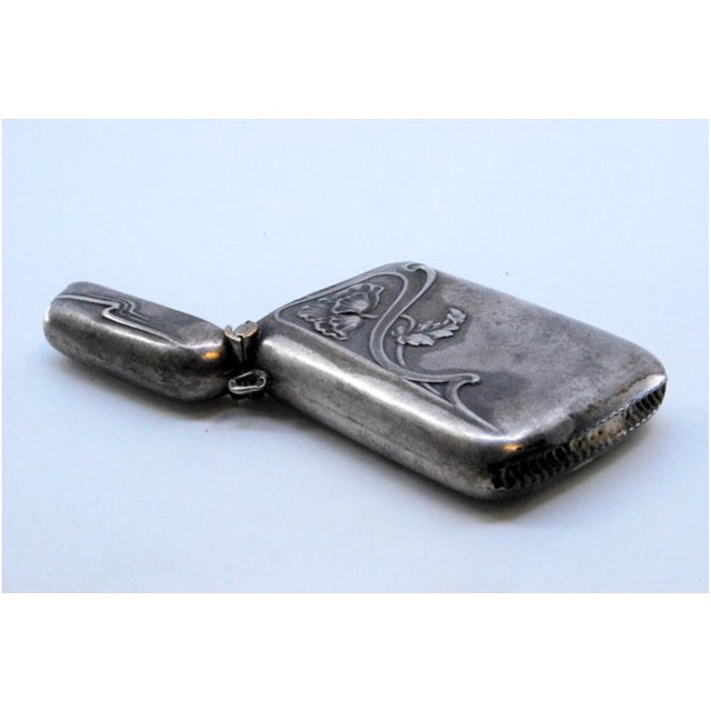 Silver Matchbox with Raised Floral Motifs and Hinged Lid For Sale - Image 5 of 11