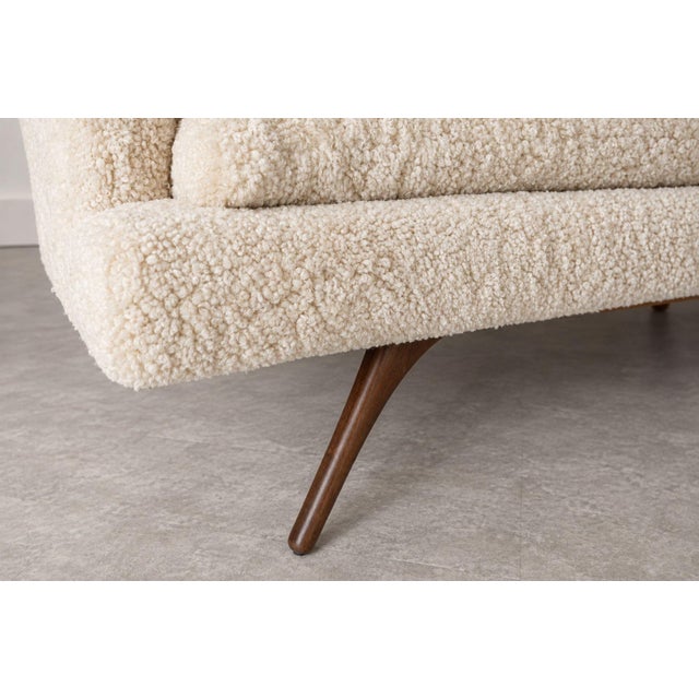 Wood Venetian Sofa by Vladimir Kagan in Shearling, C. 1950s For Sale - Image 7 of 9